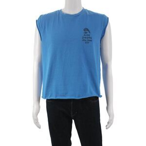 Aime Leon Dore Mens Muscle Tee Blue Graphic Cotton Sleeveless Crew Neck Size M